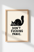 Funny Black Cat Wall Art Print | Office Desk Decor | Minimalist Poster