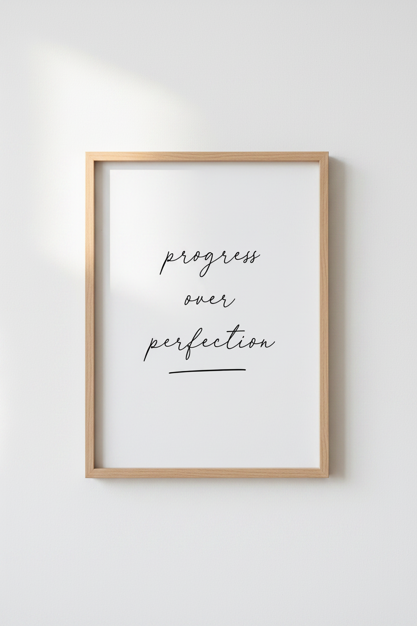 Progress Over Perfection Wall Art | Office Decor | Minimalist Typography Poster