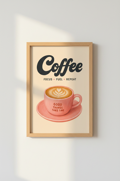 Whimsical Coffee Wall Art Print | Kitchen Decor | Pastel Poster