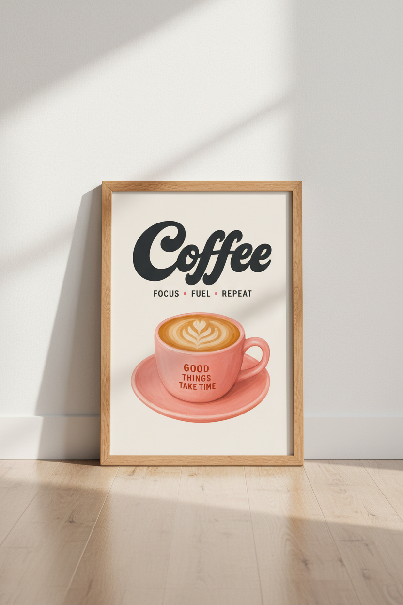 Whimsical Coffee Wall Art Print | Kitchen Decor | Pastel Poster