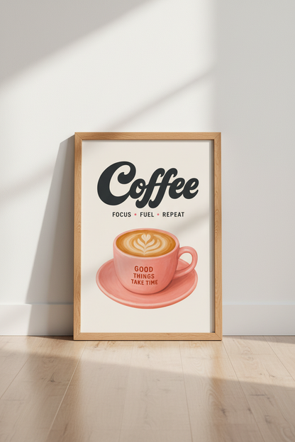 Whimsical Coffee Wall Art Print | Kitchen Decor | Pastel Poster