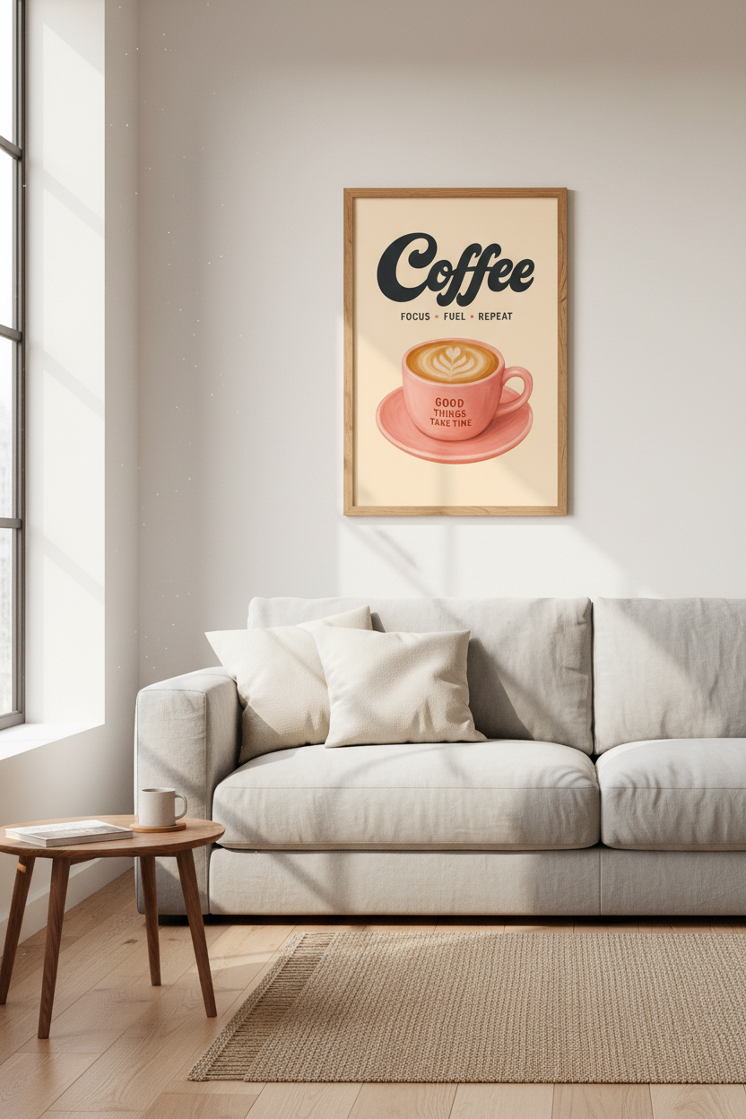 Whimsical Coffee Wall Art Print | Kitchen Decor | Pastel Poster