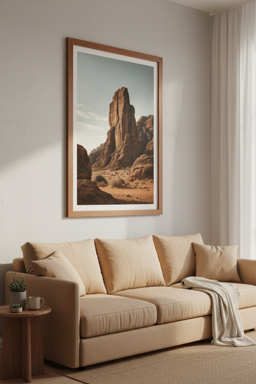 Desert Rock Landscape Photo | Earth Tone Nature Wall Art, Boho Living Room Decor
