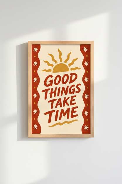 Retro Wall Art Print | Warm Sunset Decor | Cozy Living Room Poster