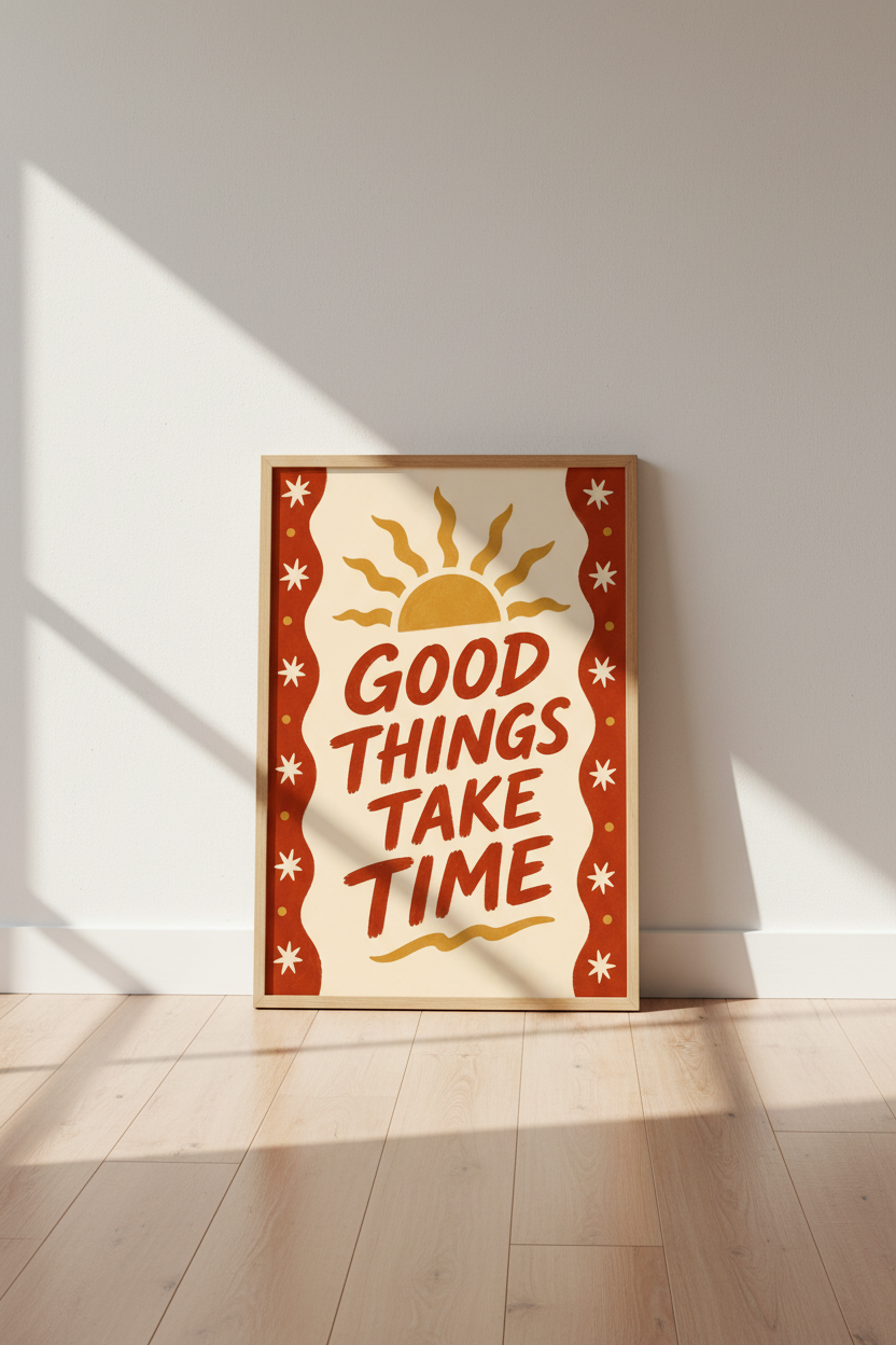 Retro Wall Art Print | Warm Sunset Decor | Cozy Living Room Poster