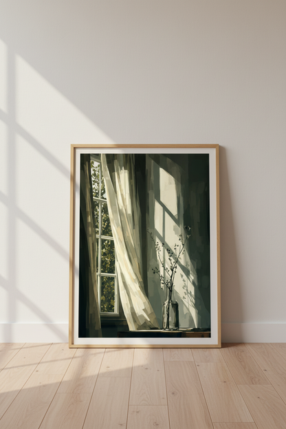 Sunlight Window Wall Art Print | Moody Impressionist Decor | Minimalist Poster