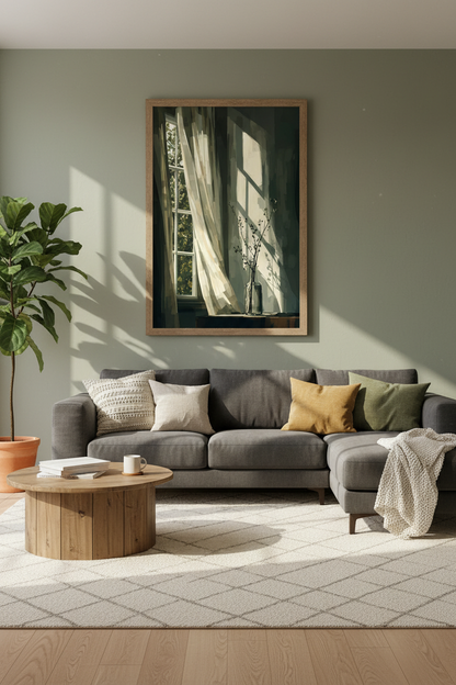 Sunlight Window Wall Art Print | Moody Impressionist Decor | Minimalist Poster