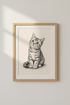 Tabby Kitten Sketch Wall Art | Nursery Decor | Minimalist Cat Poster