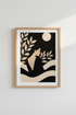 boho wall art print | Silhouette Woman Decor | Beige Night Poster