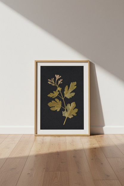 Gold Leaf Poster | Navy Botanical Wall Art Print, Luxe Decor Poster