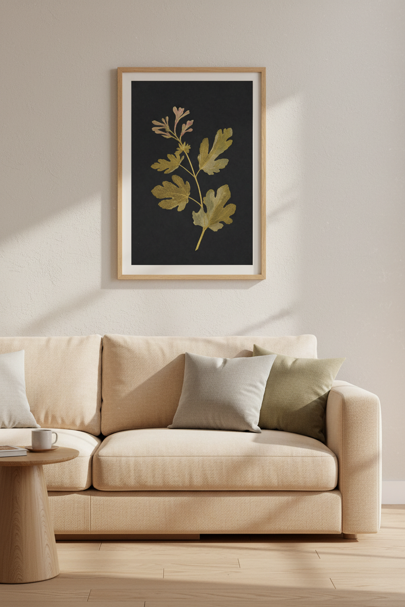 Gold Leaf Poster | Navy Botanical Wall Art Print, Luxe Decor Poster