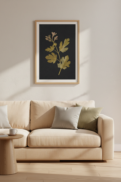 Gold Leaf Poster | Navy Botanical Wall Art Print, Luxe Decor Poster