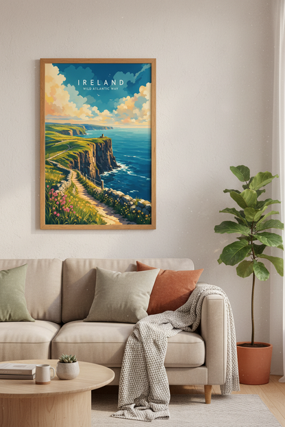 Ireland Wild Atlantic Way Wall Art | Travel Poster, Coastal Decor Print