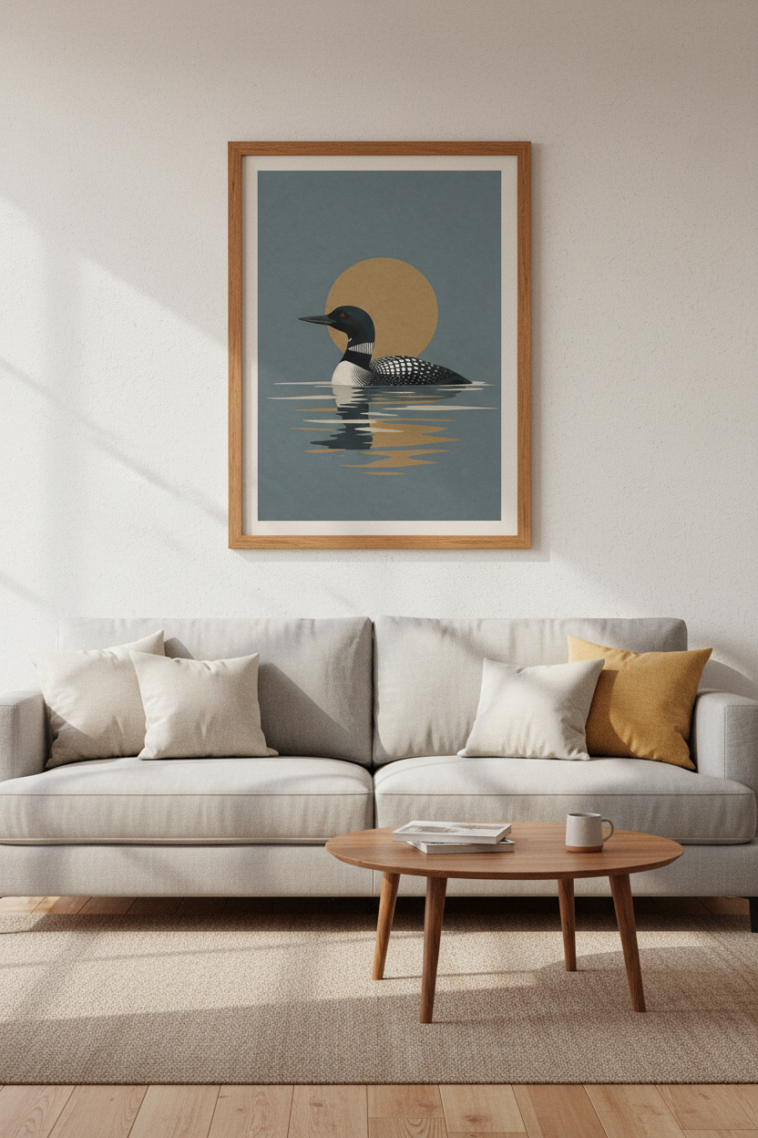 Common Loon Wall Art Print | Lake House Decor | Minimalist Bird Poster