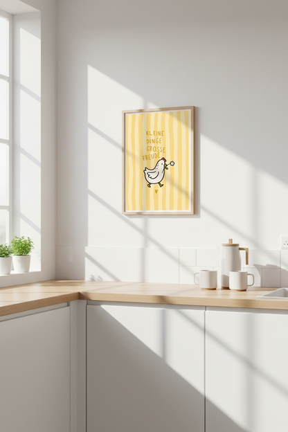 Yellow Chicken Wall Art Print | Cute Nursery Decor | Whimsical Farmhouse Poster