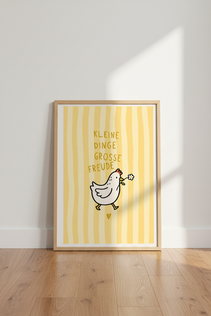 Yellow Chicken Wall Art Print | Cute Nursery Decor | Whimsical Farmhouse Poster