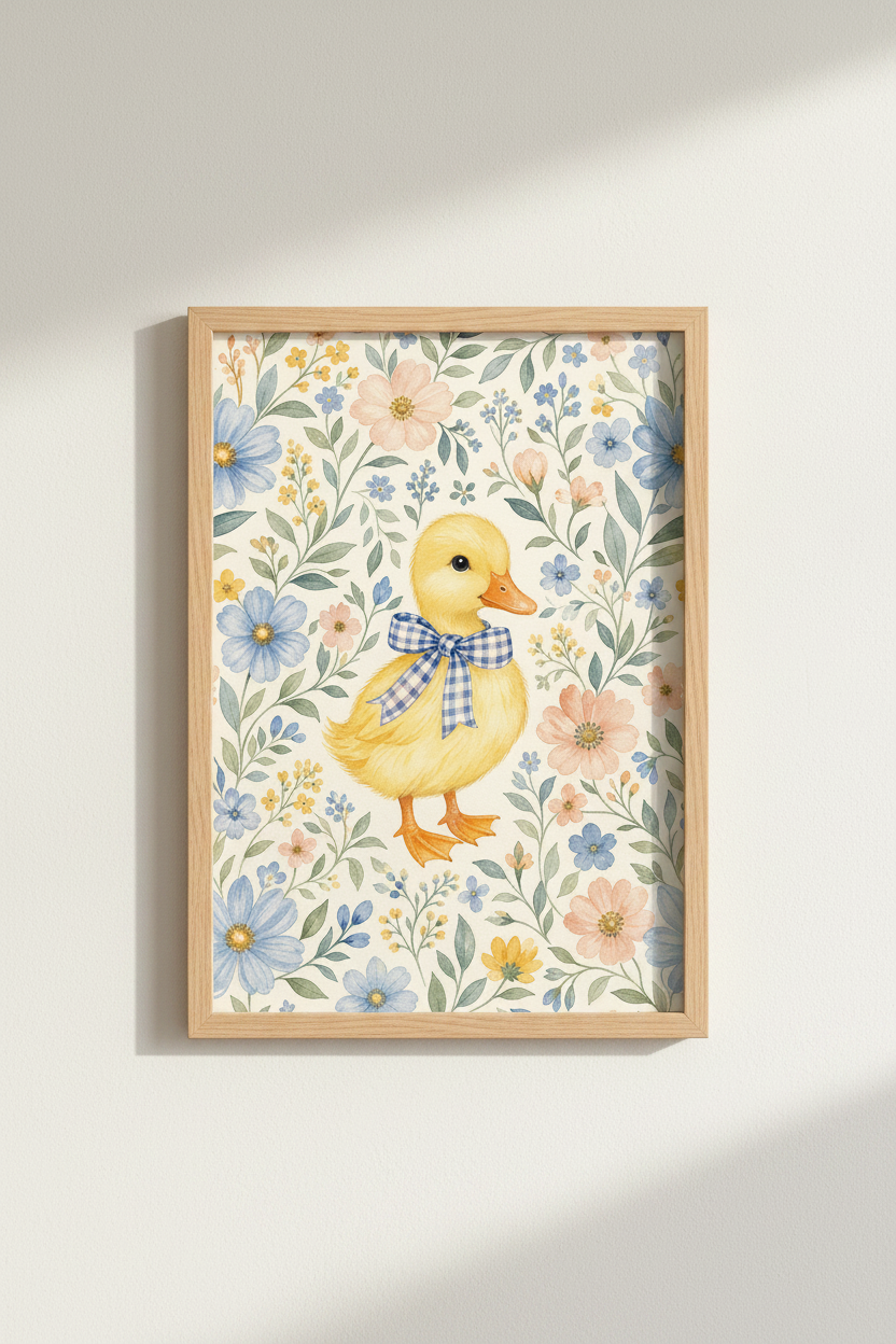 Watercolor Duck Wall Art Print | Nursery Decor | Whimsical Poster