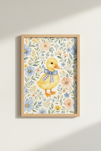 Watercolor Duck Wall Art Print | Nursery Decor | Whimsical Poster