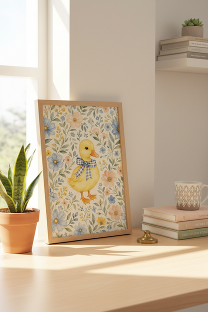 Watercolor Duck Wall Art Print | Nursery Decor | Whimsical Poster