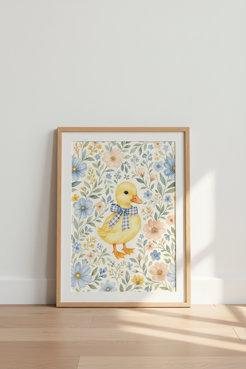 Watercolor Duck Wall Art Print | Nursery Decor | Whimsical Poster