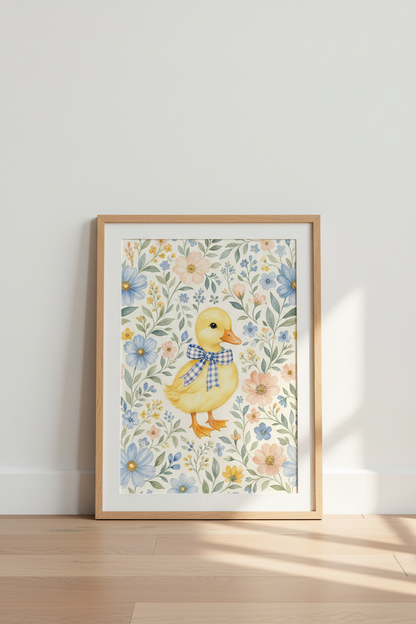 Watercolor Duck Wall Art Print | Nursery Decor | Whimsical Poster