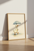 Watercolor Duckling with Umbrella Wall Art | Nursery Decor | Whimsical Animal Poster