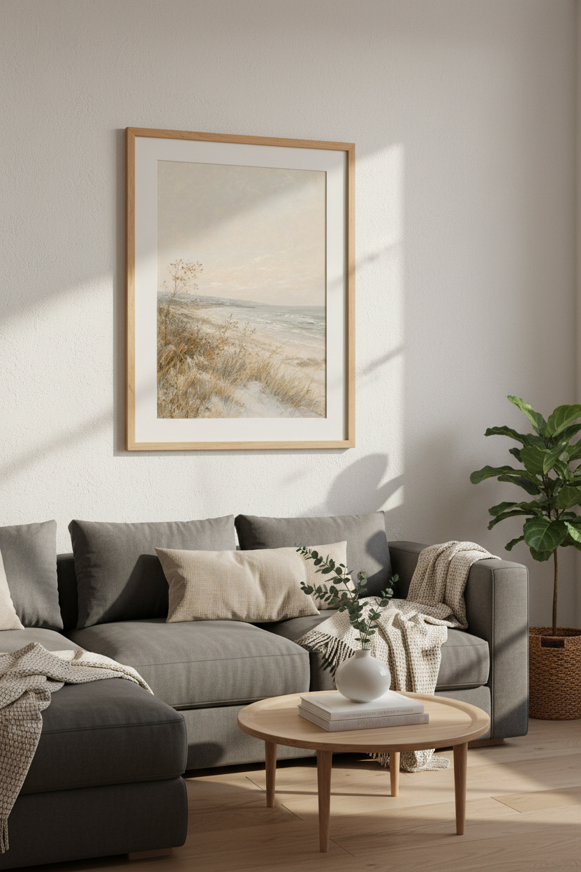Coastal Beach Art | Soft Tones, Living Room Decor