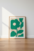 Abstract Green Flower Wall Art | Mid Century Botanical, Minimalist Living Room Decor