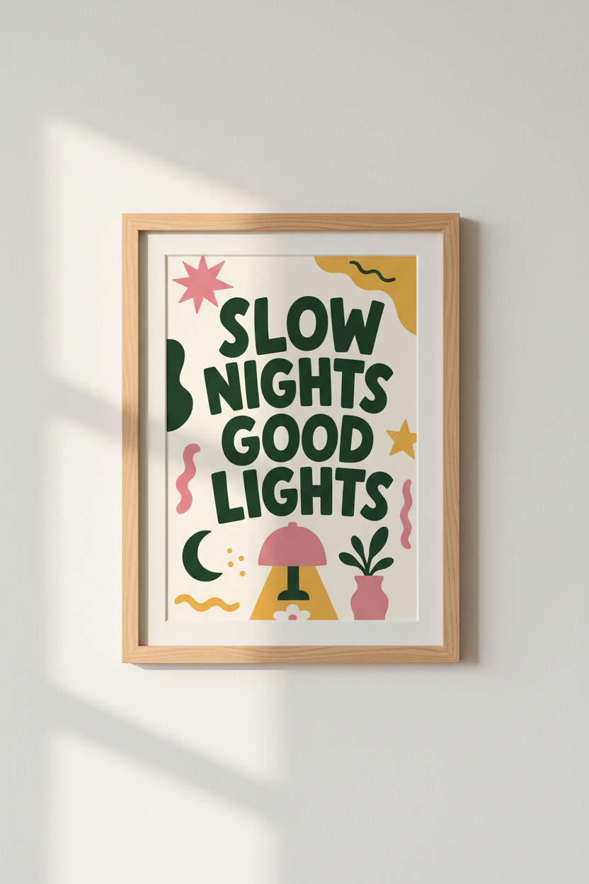 Retro Typography Wall Art Print | Fun Colorful Poster, Mid-Century Modern Decor