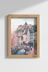 Edinburgh Scotland Cityscape Wall Art | Pastel Cherry Blossom Poster, Travel Decor