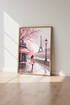 Paris Eiffel Tower Wall Art | Pink Coquette Cafe Poster | Romantic Bedroom Decor