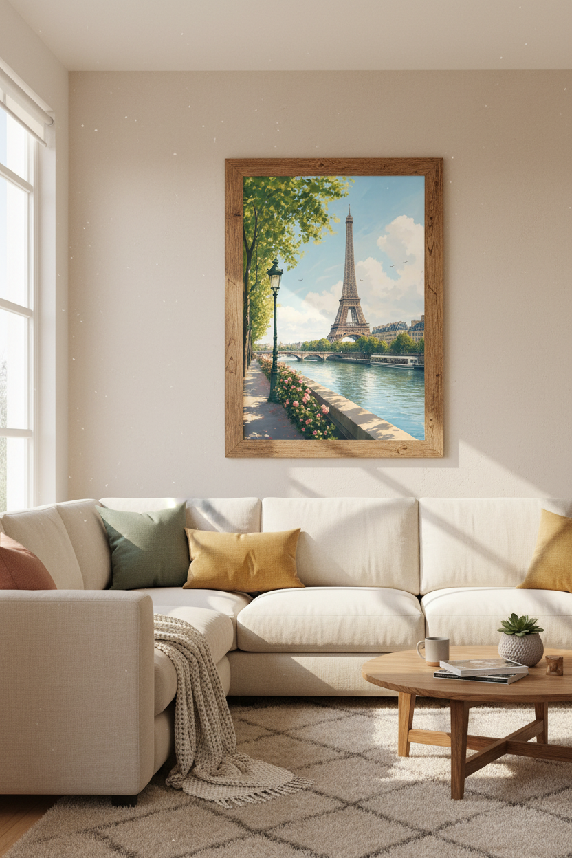 Paris Eiffel Tower Wall Art | French Landscape Poster | Romantic City Decor