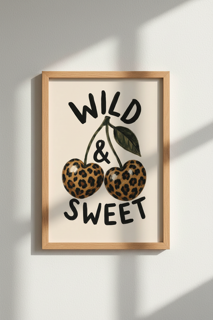 Leopard Cherry Wall Art Print | Trendy Eclectic Decor | Wild and Sweet Poster
