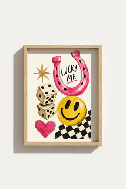 Lucky Girl Syndrome Wall Art Print | Retro Preppy Decor | Pink Aesthetic Poster