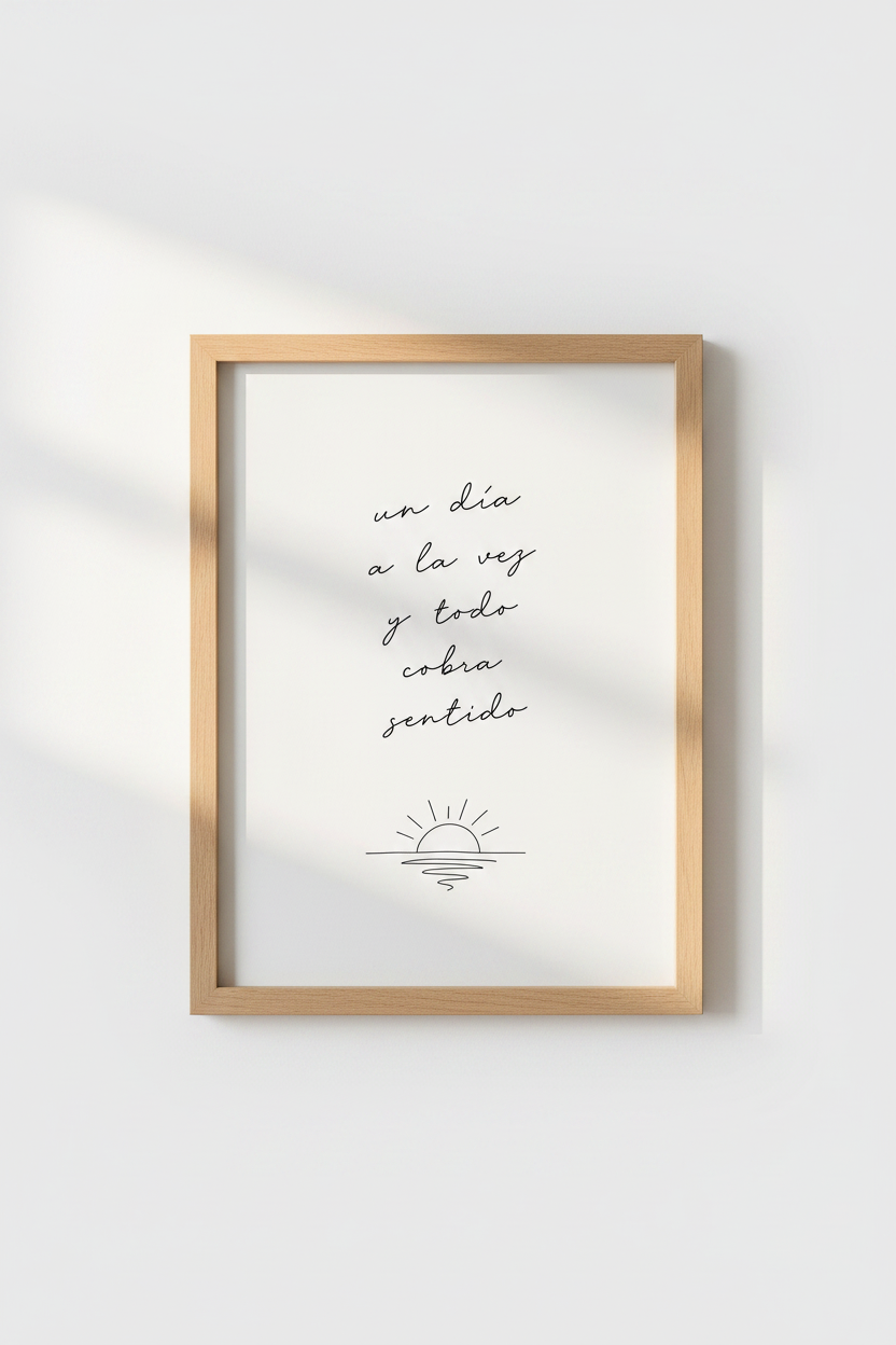 Un Día a la Vez Spanish Quote Wall Art | Minimalist Sun Poster, Bedroom Decor