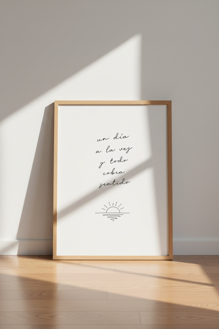Un Día a la Vez Spanish Quote Wall Art | Minimalist Sun Poster, Bedroom Decor