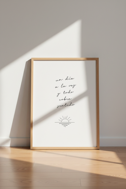 Un Día a la Vez Spanish Quote Wall Art | Minimalist Sun Poster, Bedroom Decor