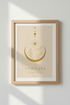Celestial wall art | Golden sun crescent motif, Living room decor