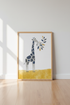 Boho Giraffe Wall Art Print | Navy Gold Nursery Decor | Modern Animal Poster