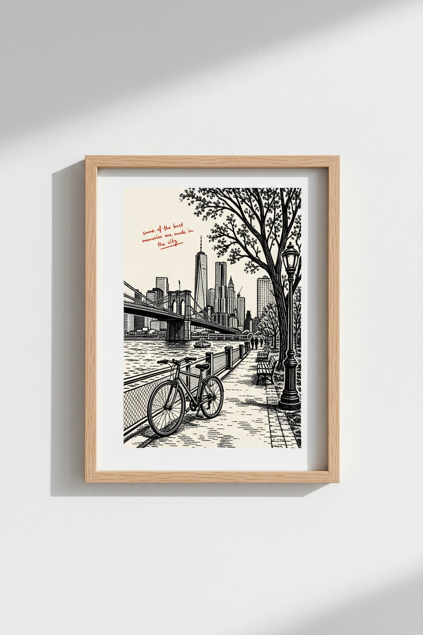 Urban Skyline Wall Art Print | Living Room Decor | Monochrome Poster