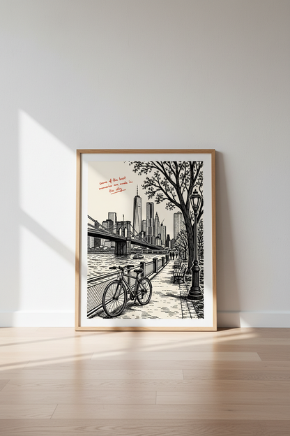 Urban Skyline Wall Art Print | Living Room Decor | Monochrome Poster