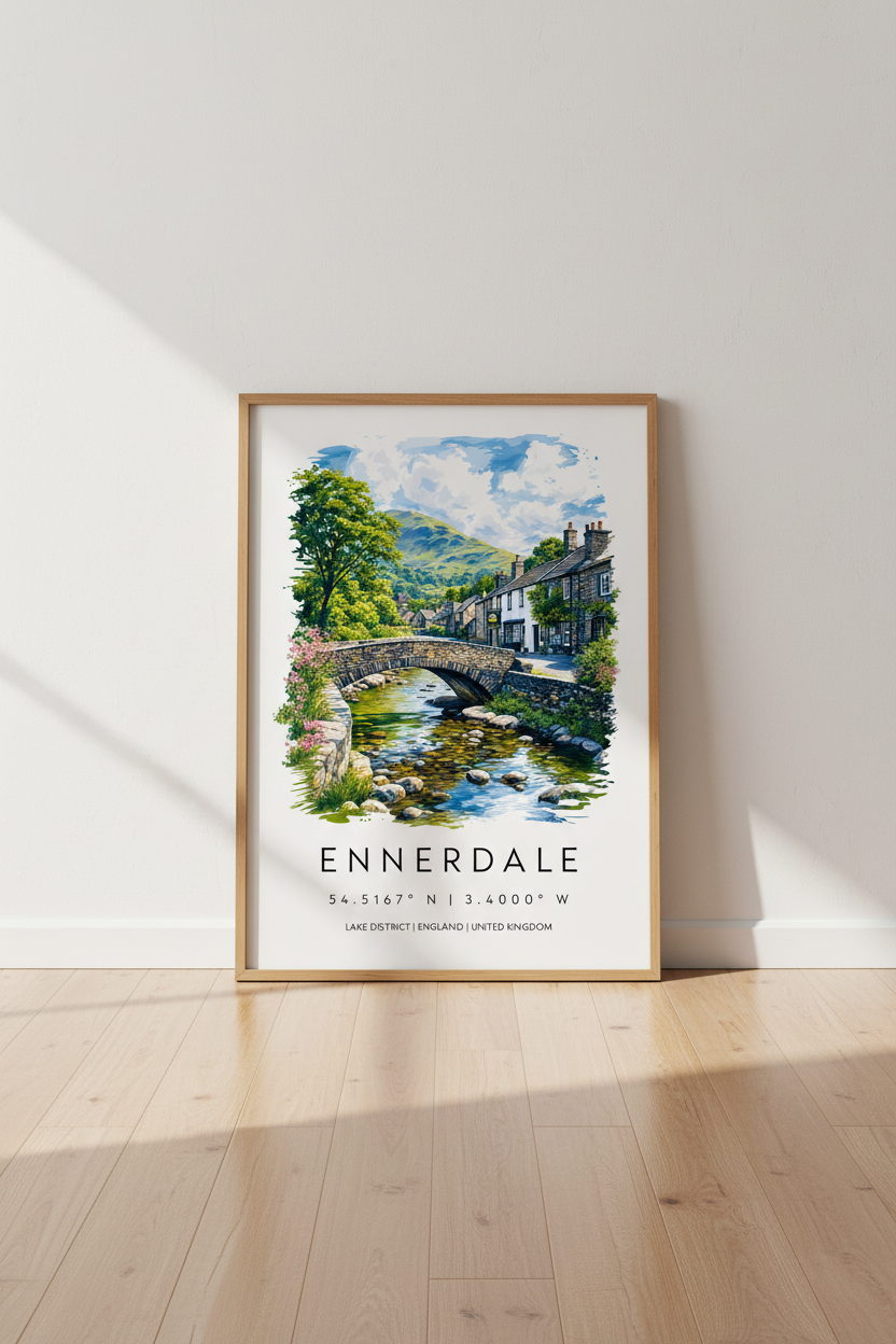 Ennerdale Lake District Art | English Village Landscape, Lake District Poster