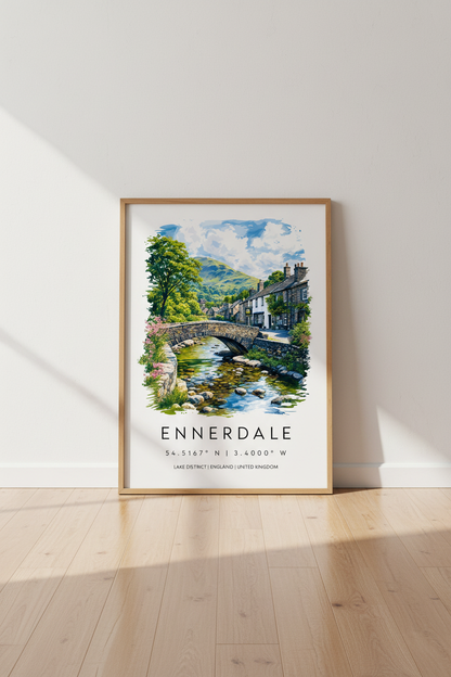 Ennerdale Lake District Art | English Village Landscape, Lake District Poster