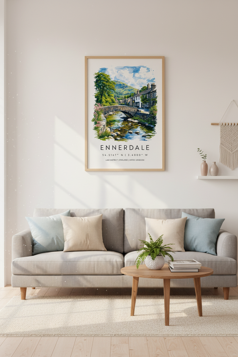 Ennerdale Lake District Art | English Village Landscape, Lake District Poster