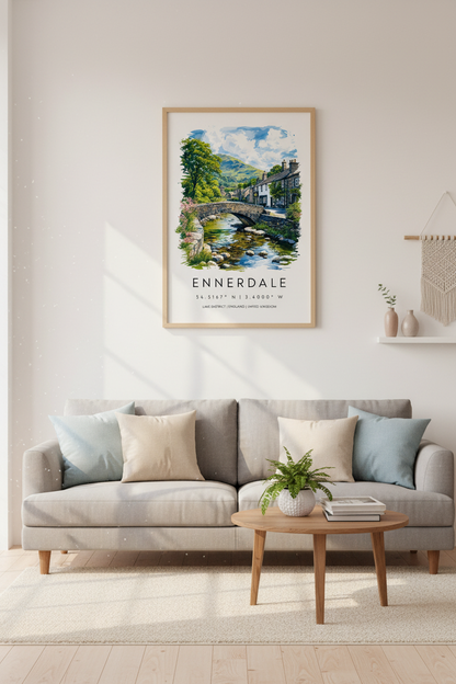 Ennerdale Lake District Art | English Village Landscape, Lake District Poster