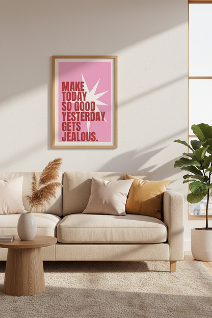 Pink Quote Wall Art Print | Retro Aesthetic Dorm Decor | Motivational Poster
