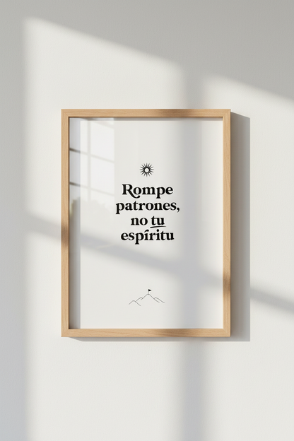 Rompe Patrones Spanish Quote Wall Art | Minimalist Black &amp; White | Inspirational Poster