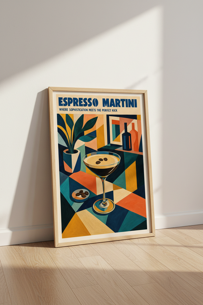 Espresso Martini Art | Mid Century Modern Cocktail Print, Kitchen Bar Decor