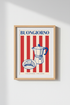 Moka croissant scene Wall Art Print | Kitchen Decor | Retro Poster