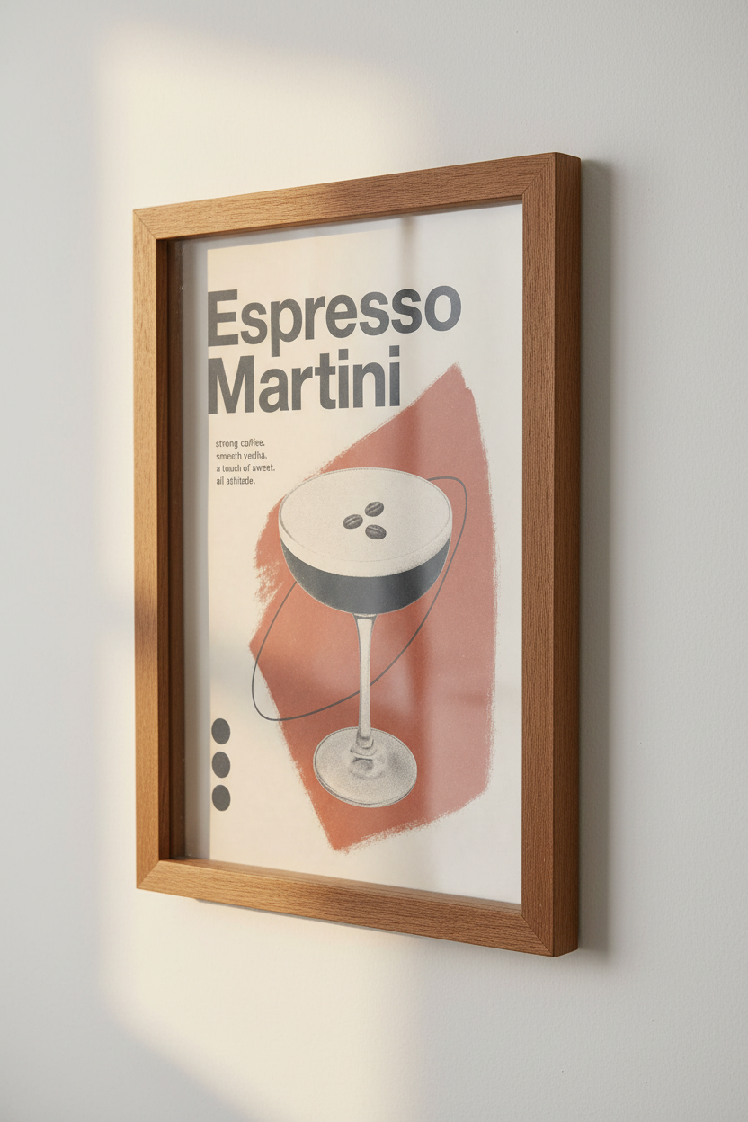 Espresso Martini Cocktail Wall Art Print | Kitchen Bar Decor | Retro Modern Poster